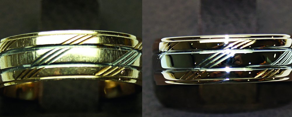 Обручальные кольца до и после полировки Обручальные кольца до и после полировки